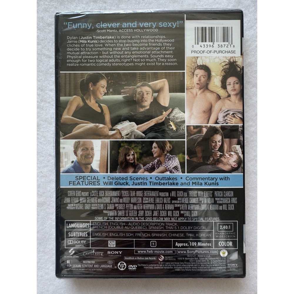 Friends‎ With Benefits DVD NEW Sealed | Justin Timberlake Mila Kunis - Picture 2 of 3